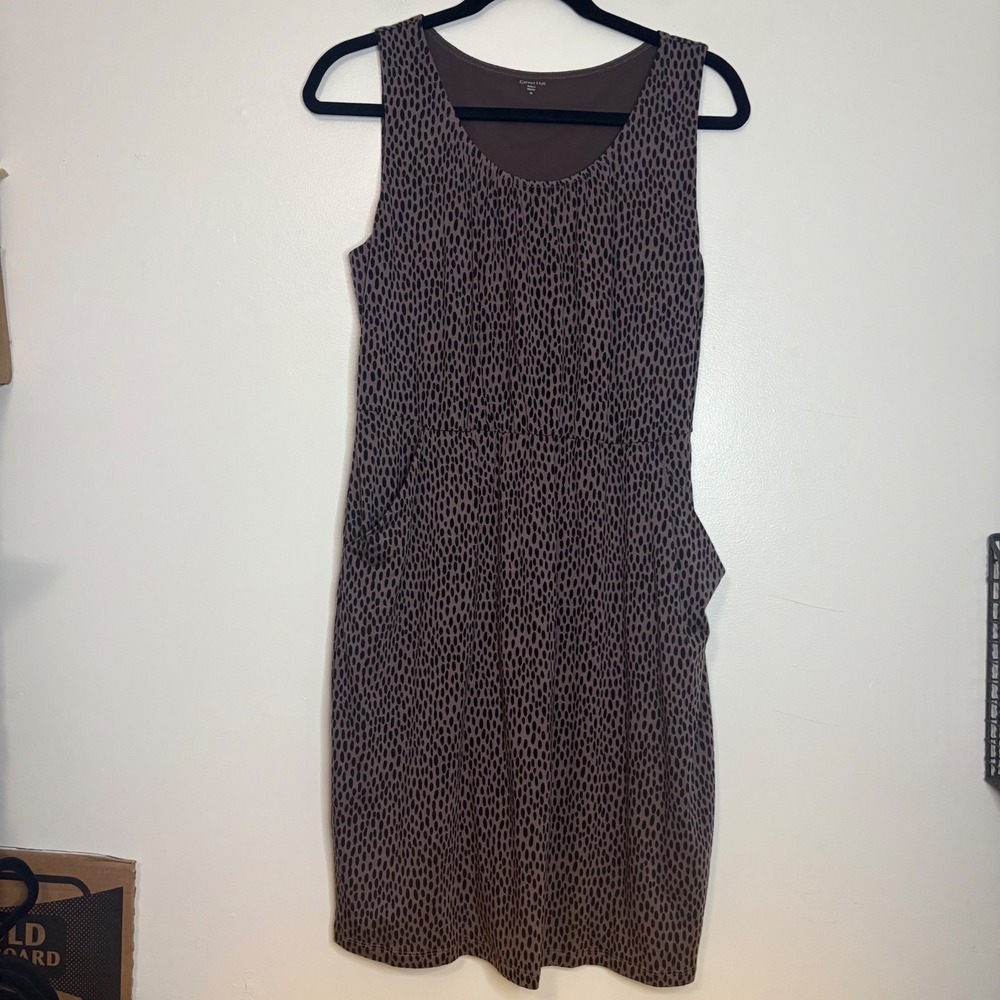 Garnet Hill‎ Brown Print Sleeveless Dress with Pockets - Women's Medium